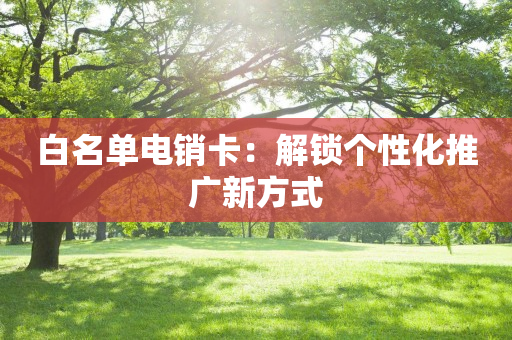 白名单电销卡：解锁个性化推广新方式